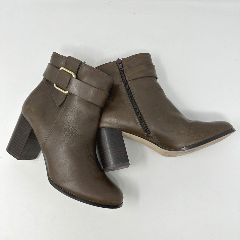 Lands' End Buckle Ankle Boot Leather Brown Size 8.5